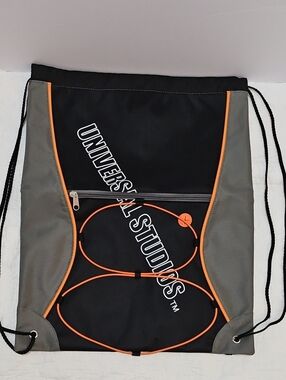 Universal Studios Black & Gray Drawstring Bag with Orange Accents